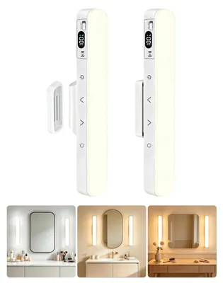 Produktbild von Lamptobe 2er LED Schminktisch Lampe für Spiegel mit Batteriestandanzeige