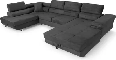 Produktbild von Sofiland Ecksofa Aller U XXL-Ecksofa mit Schlaffunktion und zwei Bettkästen in Graphit, linke Seite