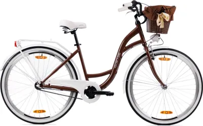 Produktbild von Goetze Style 28 Zoll City Bike, 18 Zoll Stahl Tiefeinsteiger, 3-Gang Shimano Nexus, Rücktrittbremse & V-Brake , LED-Beleuchtung, Rattankorb