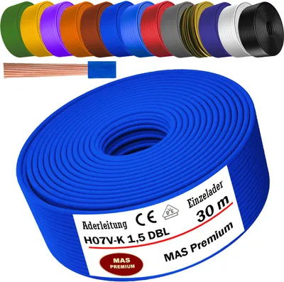 Produktbild von 30m Aderleitung H07 V-K DBL 1x1,5 mm² Dunkelblau Einzelader flexibel
