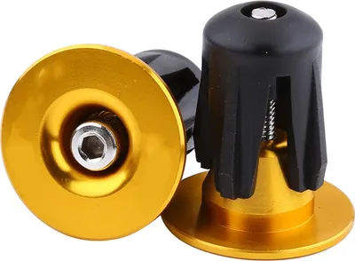 Imagen del producto de 2 piezas de tapones de aluminio coloridos para manillar de bicicleta. (Color: dorado)