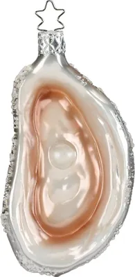 Produktbild von Christbaumschmuck Auster Glas 8.5cm grau / weiß , 1 Stück