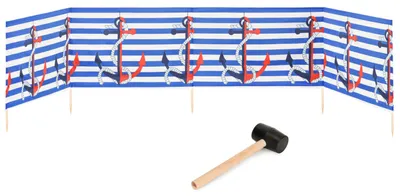 Produktbild von Garronda Strand Windschutz Sichtschutz 5m lang plus Gummihammer GAEX001 (Streifen/Anker, 5 m)