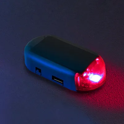 Zdjęcie produktu dla Symulator zasilany energią słoneczną – fałszywy alarm antykradzieżowy z ostrzeżeniem przed podrabianiem, z migającym światłem LED, uniwersalny do CarRed