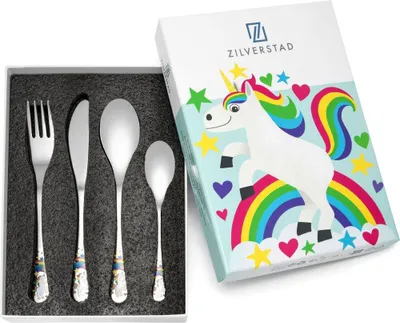 Produktbild von Kinderbesteckset mit Gravur - Einhorn | Größe: 160x170x160x130 mm | Artikelnummer: ZV4260070