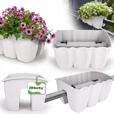 Produktbild von Stabiler weißer Balkonkasten für Geländer 39 cm