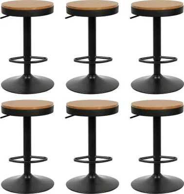 Image de lot de 6 tabourets de bar Chaise de bar en bois Tabouret de comptoir Chaises de cuisine