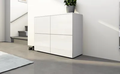 Produktbild von Kommode "Rova" 4-türig weiß-glänzend