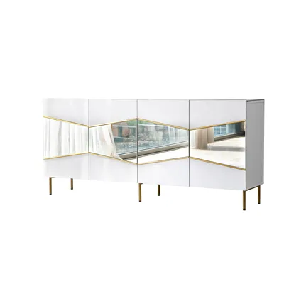Produktbild von Skye Decor, Nice - White, Gold, Konsole, 100 % MELAMINBESCHICHTETE SPANPLATTEN, Weiß, 180 x 40 x 80 cm
