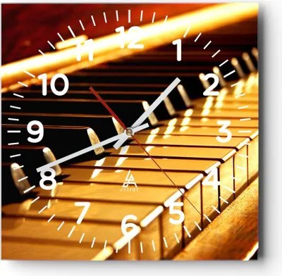Produktbild von Wanduhr - Quadrat - Glasuhr - Klavier Musik Konzert - 40x40cm - Schleichendes Uhrwerk - Lautlos - zum Aufhängen bereit - Dekoration Modern - Wanddekoration aus Glas - C4AC40x40-2200