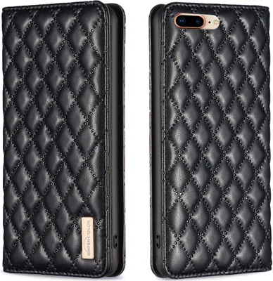 Produktbild von iPhone 8 Plus Hülle, Elegant Bookstyle Flip Leder Kartenfächer Schutzhülle mit Ständer für iPhone 8 Plus / 7 Plus Schwarz