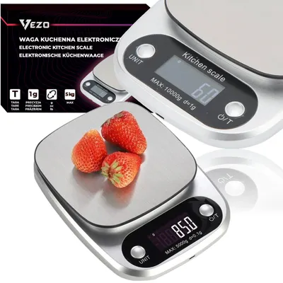 Produktbild von Küchenwaage Digitalwaage Präzisionswaage VEZO LCD Feinwaage 0,1 g bis 5 kg mit Tara Silber
