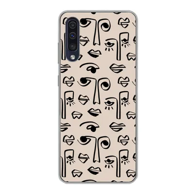 Produktbild von MuchoWow® Handyhülle Schutzhülle Hülle für Samsung Galaxy A30s Muster - Lippen - Strichzeichnungen Silikon Softcase Handy Hülle - Karteninhaber