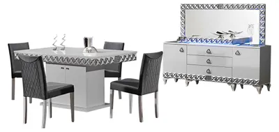 Immagine prodotto di Esszimmermöbel Esszimmer Esstisch Essgruppe Stühle Weiß 9tlg Tisch