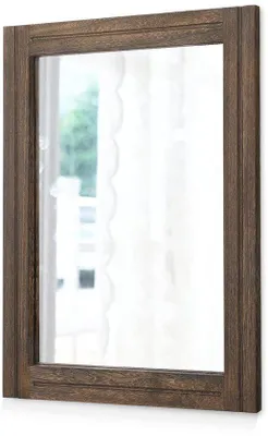 Image de Miroirs rustiques en bois 50 x 40 cm Miroirs muraux décoratifs rectangulaires avec cadre Chambre à coucher Salon Salle de bains Miroirs à suspendre