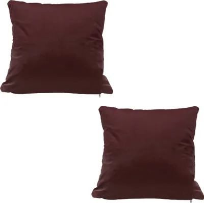 Produktbild von Kissenbezug 2er Set 40x40 cm Bordeaux Samt weich Kissenhülle Sofakissen Dekokissen Reißverschluss