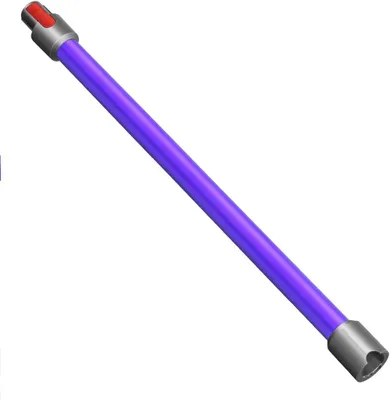 A single purple extension tube for a vacuum cleaner, with gray connectors at each end. One connector has a red button.