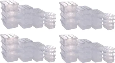 Produktbild von 32 Stück Aufbewahrungsboxen Set - 8 Stück 0,4 Ltr. + 8 Stück 0,7 Ltr. + 8 Stück 1,2 Ltr. + 8 Stück 2,1 Ltr.