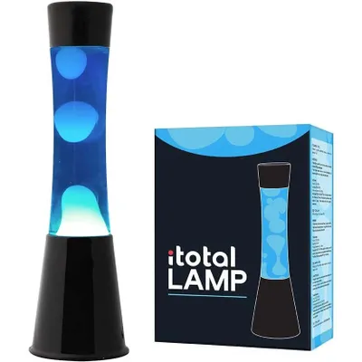 Produktbild von i-Total Lavalampe – Lavalampe – Stimmungslampe – 40 x 11 cm – Glas/Aluminium – 30 W – Blau mit weißer Lava – Schwarz – XL1788