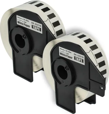 Produktbild von vhbw 2x Rolle mit Halter 1 Etikette kompatibel mit Brother PT QL-710W, QL-720, QL-580N, QL-650, QL650TD, QL-700, QL-710 Drucker - 29mm x 30,48m Weiß