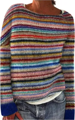 ASKSA Damen Pullover Regenbogen S
