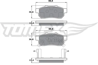 Produktbild von TOMEX brakes Bremsbeläge Satz Hinten Bremsklötze für HONDA Jazz II Schrägheck (GD, GE3, GE2) TX 17-22