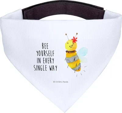 Produktbild von Mr. & Mrs. Panda Hundehalstuch Biene Blume - Weiß - Geschenk, Hunde-Halstuch, Hund Halstuch, Dreieckstuch für Hunde, Tuch