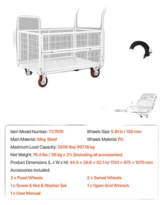 Immagine prodotto di Carrello piattaforma, capacità di carico 2000 lbs, design versatile, 2000 lbs