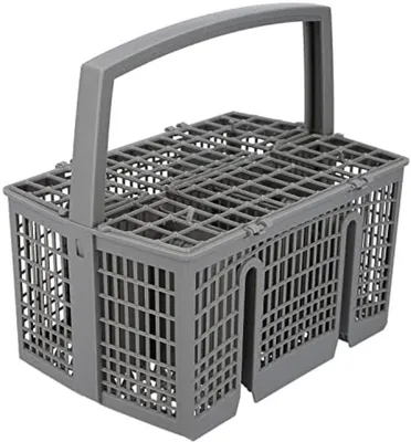 Produktbild von PolkaHome® Besteckkorb für Geschirrspüler – Hitzebeständiger Kunststoff mit 7 Fächern, 14 x 22 x 21 cm, Weiß