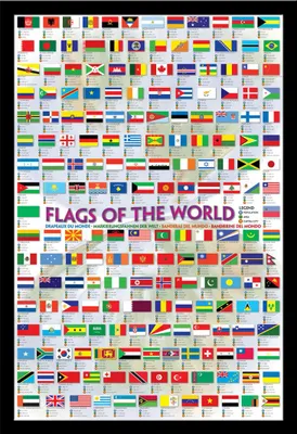 Image de Educational - Éducation - Affiches - Drapeaux du monde + cadre interchangeable, Shinsuke® Maxi MDF noir, vitre acrylique