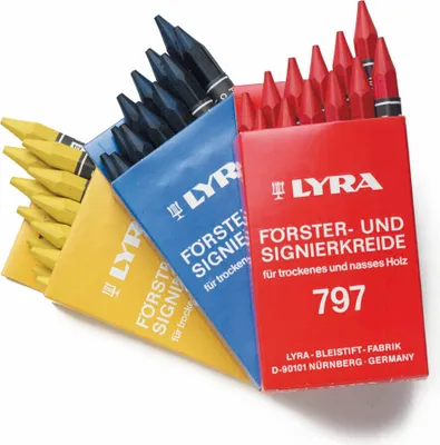 Obrázek produktu pro L4870017, LYRA 797® PROFI lesnické a značkovací křídy (na olejové bázi) pro značení odolné proti povětrnostním vlivům, krabice s 12 červenými křídami