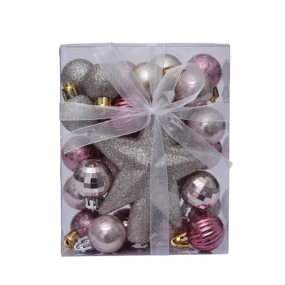 Produktbild von Dekorationsset, 29 Kugeln à 3 cm, 1 Glitzerspitze, Farbmischung