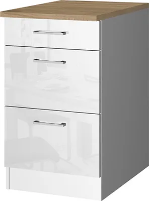 Produktbild von Küchen-Auszugschrank 50 MARANELLO-03 Weiß Hochglanz Breite 50 cm