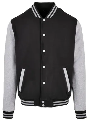 Produktbild von Build Your Brand - "Basic" Varsity-Jacke (US-College-Stil) für Herren TN3298 (5XL) (Schwarz/Grau meliert)