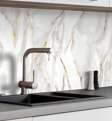Produktbild von Küchenrückwand selbstklebend Marmor Weiß Gold Spritzschutz Folie 60 x 60cm