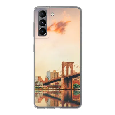 Produktbild von MuchoWow® Handyhülle Schutzhülle Hülle für Samsung Galaxy S21 New York - Brooklyn - Brücke - Sonnenuntergang Silikon Softcase Handy Hülle - Softcase