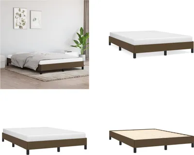 Image de vidaXL Cadre de lit brun foncé 140x190 cm Tissu - Cadre de lit - Cadre de lit - Lit