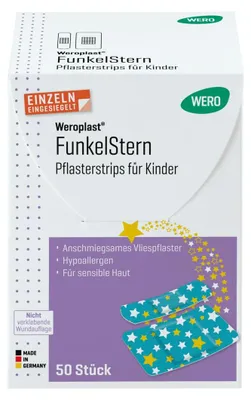 Produktbild von Weroplast FunkelStern Pflasterstrips Mix für Kinder, 50 Stk/Pkg