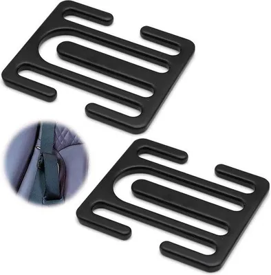 Produktbild von 2 Stück schwarze Metall-Autobügelhalter - Sicherheitsgurthalter - Metall - Sicherheitsgurllösungen - für alle Fahrzeugmodelle