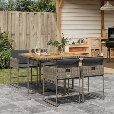 Produktbild von BEI CLORIS Gartenmöbel Set Balkonmöbel-Set 5-tlg. Garten-Essgruppe mit Kissen Grau Poly Rattan - Gartenmöbelgarnituren 1327797 2parcel