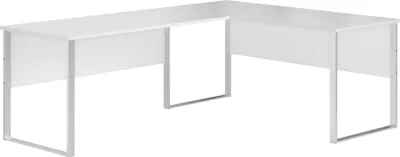 Produktbild von Eckschreibtisch >Amanda< in Weiß, Melamin und Metall - 223x77x73cm (BxHxT)