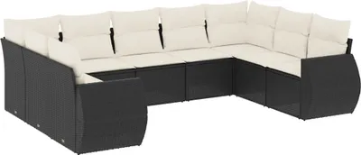 Produktbild von vidaXL 9-tlg. Garten-Sofagarnitur mit Kissen Schwarz Poly Rattan