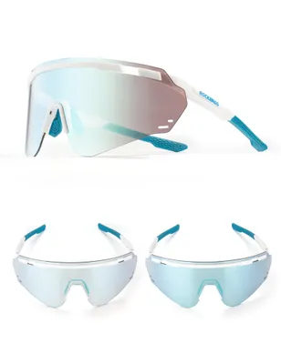Produktbild von ROCKBROS Fahrradbrille Photochrom UV400, Sportbrille mit TR90 Rahmen für Rennrad, MTB, Laufen und Angeln Weiß / Photochrom Grau