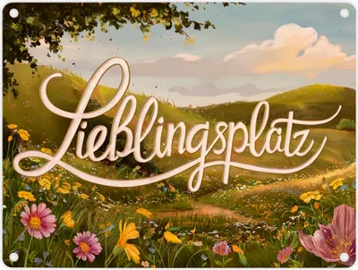 Produktbild von Lieblingsplatz Metallschild in 15x20 cm mit Blumenwiese