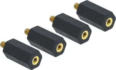 Produktbild von DeLOCK Abstandshalter M4 x M3, Sechskant, Innen / Außen, 20 mm schwarz 4 Stück, Kunststoff, Schwarz