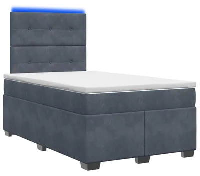 Image de vidaXL Lit boxspring avec matelas gris foncé 120 x 190 cm velours