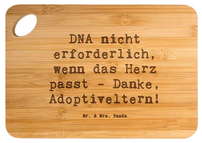 Produktbild von Mr. & Mrs. Panda Brett Spruch Liebe Adoptiveltern - Transparent - Geschenk, Frühstücksbrettchen, einzigartige Designs, Verwandte, Hackbrett, Geburtstage, Schneidebrett