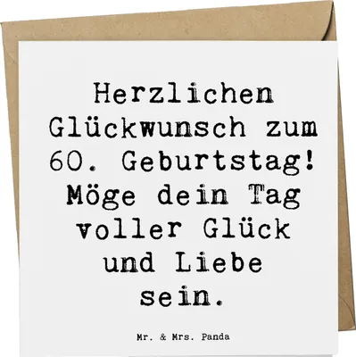 Produktbild von Mr. & Mrs. Panda doppelkarte Spruch 60. Geburtstag Glückwunsch - Weiß - Geschenk, Alter, faltkarte, Grußkarte, personalisierte Geschenke, anlasskarte, Erinnerungen