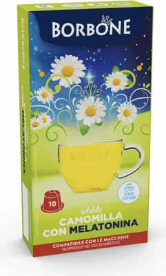 Image de Caffè Borbone Capsules pour boissons Camomille avec mélatonine, complément alimentaire, compatible avec le système de capsules Nespresso, 10 capsules