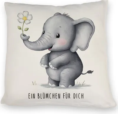 Produktbild von Grauer Elefant - Blümchen für dich Kissen